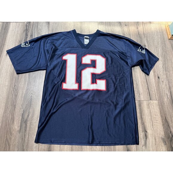 NFL Team Apparel New England Patriots Tom Brady #12 Jersey XL 100% Polyester Nav - Picture 1 of 12